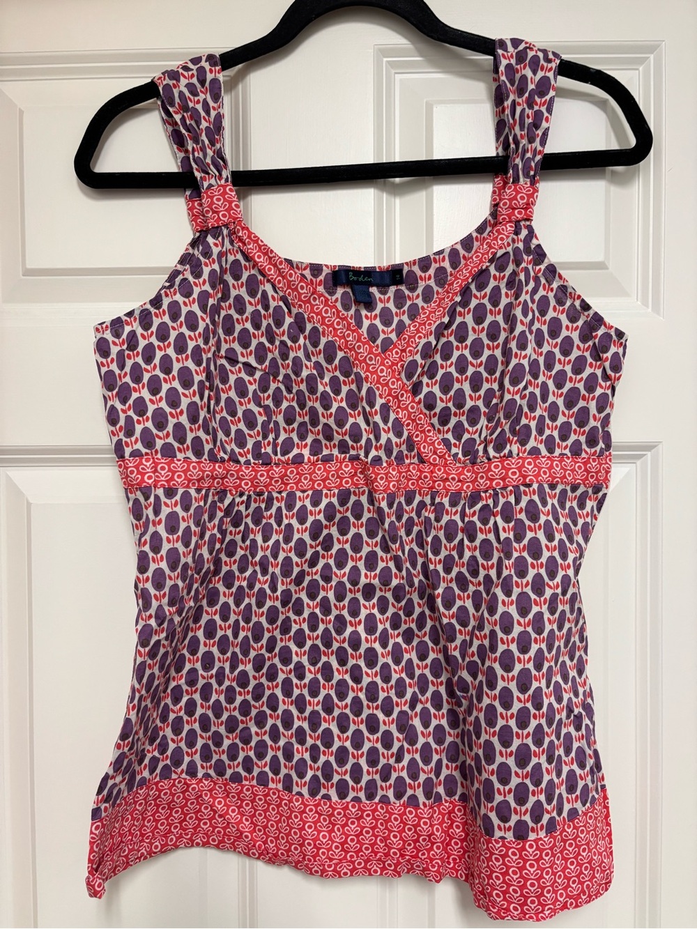 Boden Purple and Coral Patterned Sleeveless Top